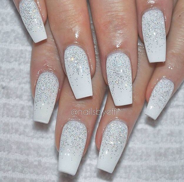 Silver glitter on snow-white base